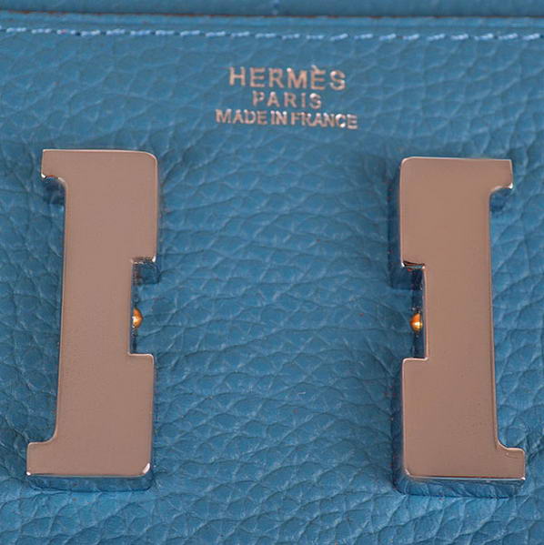 Cheap Fake Top Quality Hermes Constance Long Wallets Blue Calfskin Leather